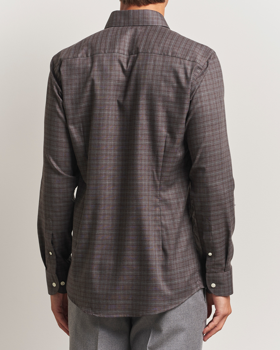 Heren | Overhemden | Eton | Slim Fit Checked Wrinkle Free Flannel Shirt Red