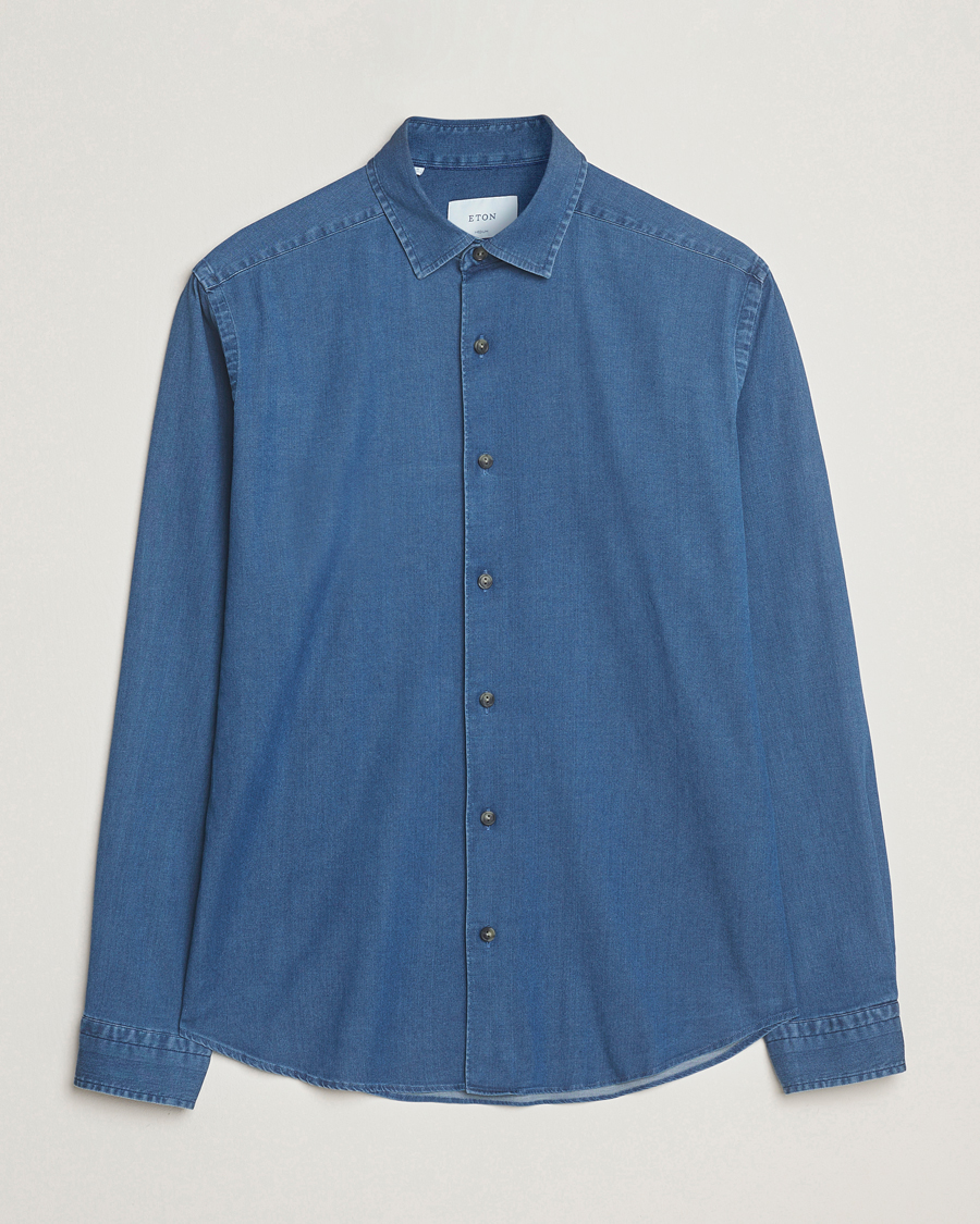 Heren | Overhemden | Eton | Casual Fit Denim Shirt Dark Wash