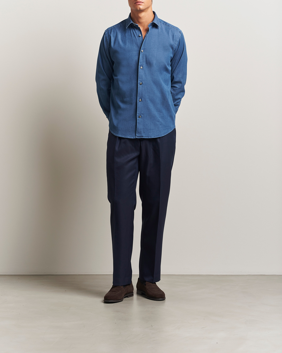 Heren | Overhemden | Eton | Casual Fit Denim Shirt Dark Wash