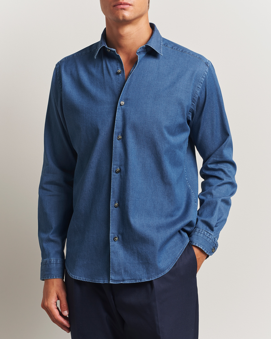 Heren | Overhemden | Eton | Casual Fit Denim Shirt Dark Wash