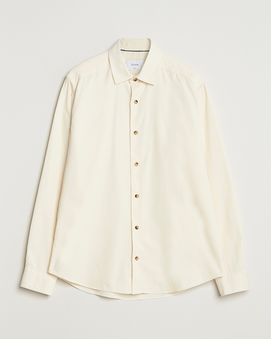Heren | Overhemden | Eton | Casual Fit Corduroy Shirt Off White