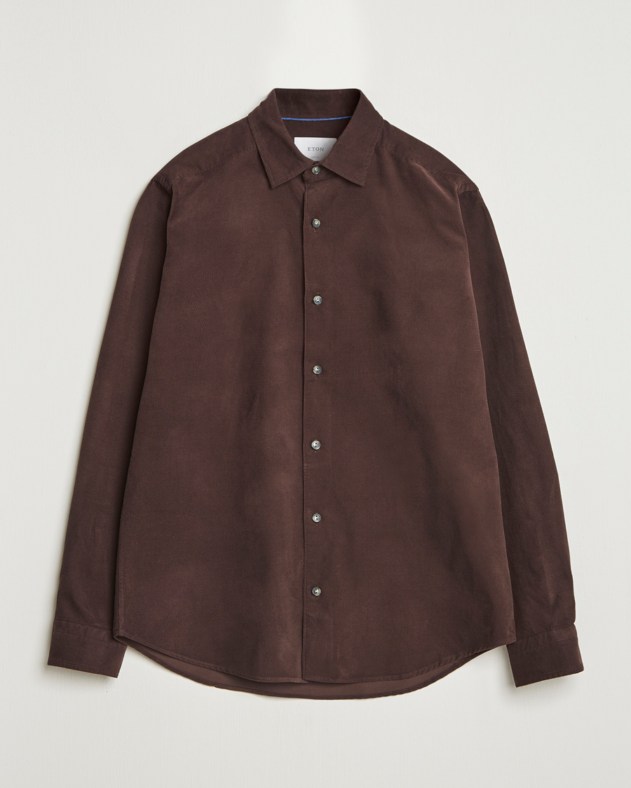 Heren | Overhemden | Eton | Casual Fit Corduroy Shirt Dark Brown