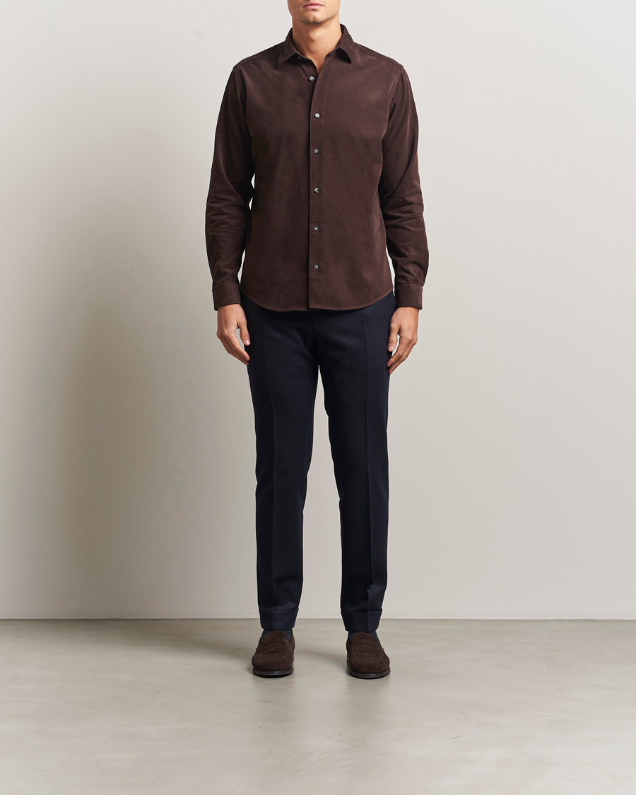 Heren | Overhemden | Eton | Casual Fit Corduroy Shirt Dark Brown