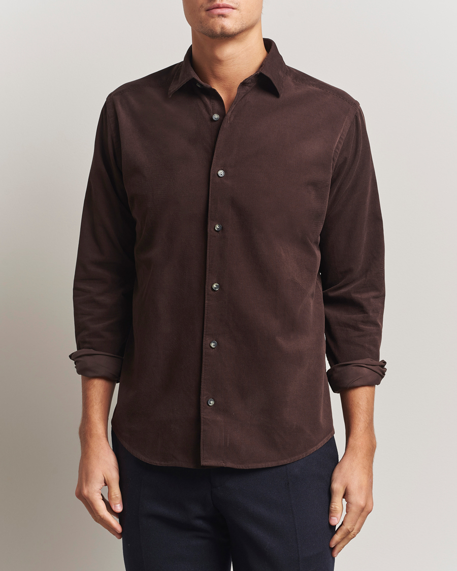 Heren | Overhemden | Eton | Casual Fit Corduroy Shirt Dark Brown