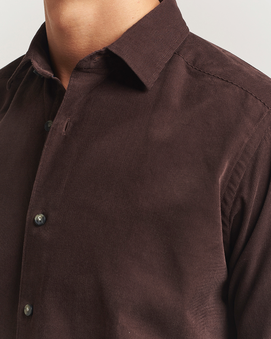 Heren | Overhemden | Eton | Casual Fit Corduroy Shirt Dark Brown