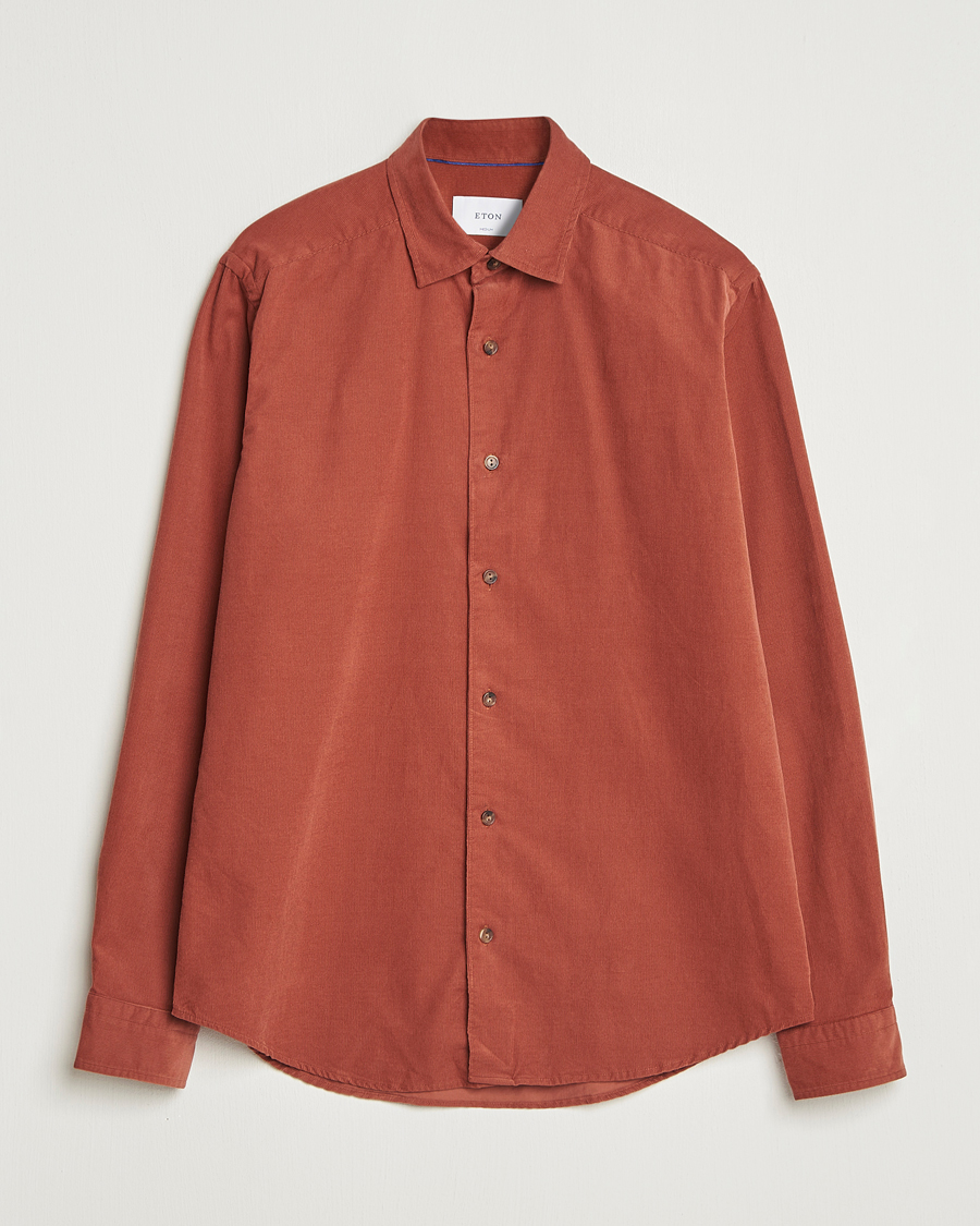 Heren | Overhemden | Eton | Casual Fit Corduroy Shirt Rust Red