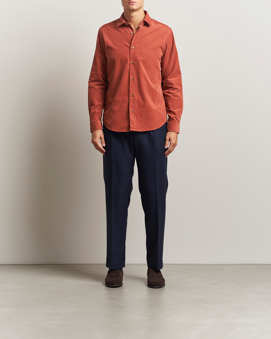 Heren | Overhemden | Eton | Casual Fit Corduroy Shirt Rust Red