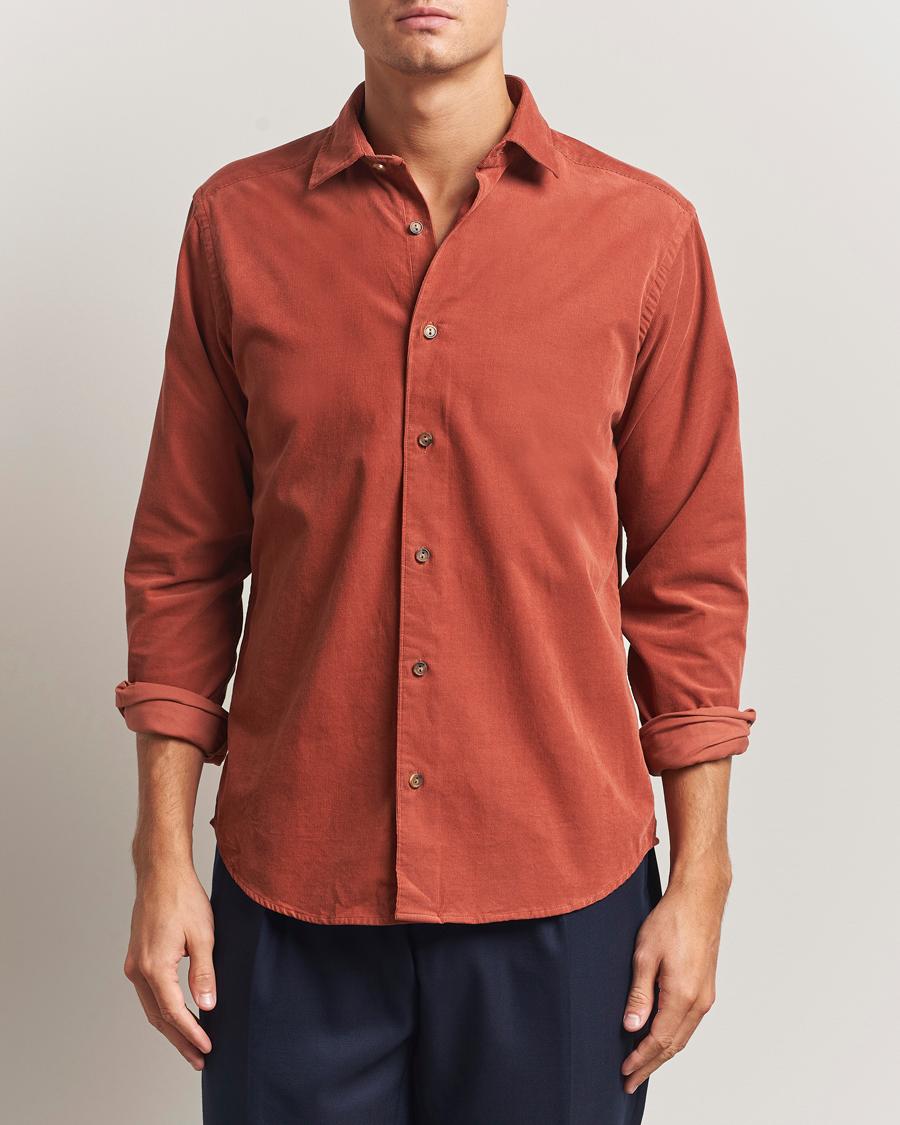 Heren | Overhemden | Eton | Casual Fit Corduroy Shirt Rust Red