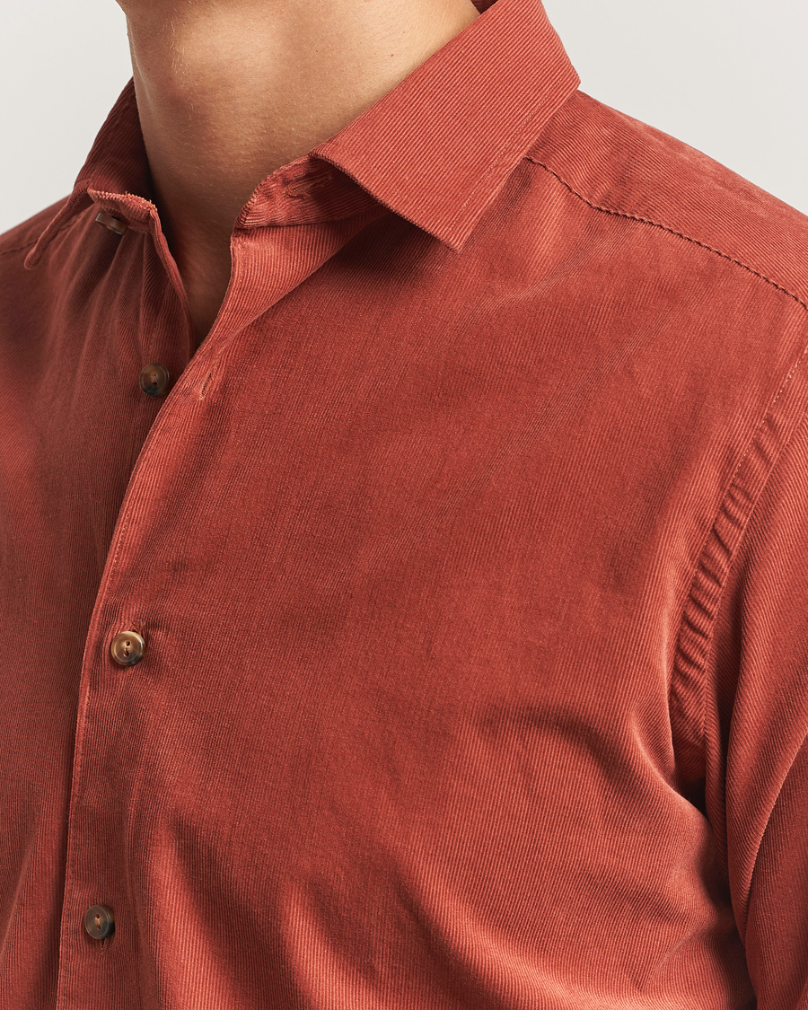 Heren | Overhemden | Eton | Casual Fit Corduroy Shirt Rust Red