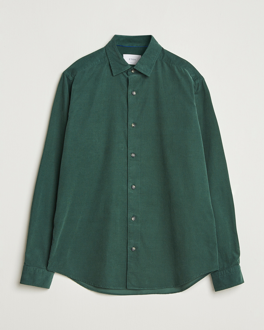 Heren | Overhemden | Eton | Casual Fit Corduroy Shirt Dark Green