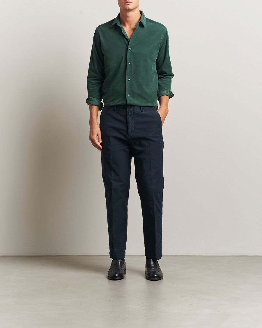 Heren | Overhemden | Eton | Casual Fit Corduroy Shirt Dark Green