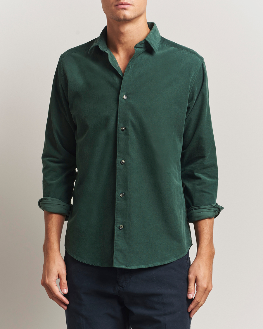 Heren | Overhemden | Eton | Casual Fit Corduroy Shirt Dark Green