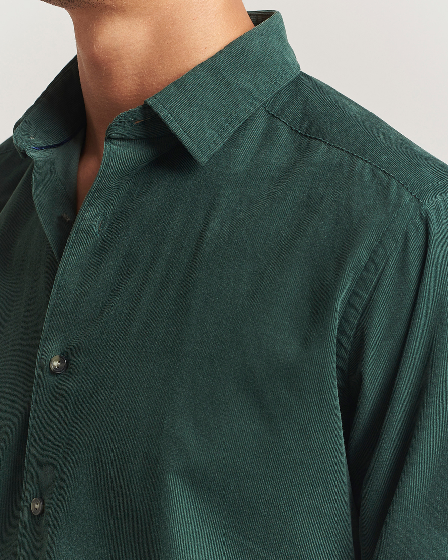 Heren | Overhemden | Eton | Casual Fit Corduroy Shirt Dark Green