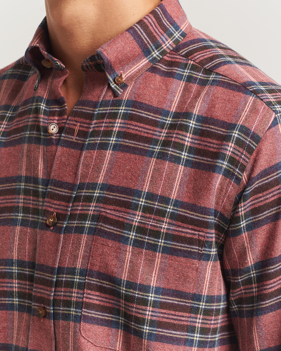 Heren | Overhemden | Eton | Casual Fit Checked Flannel Shirt Red Multi