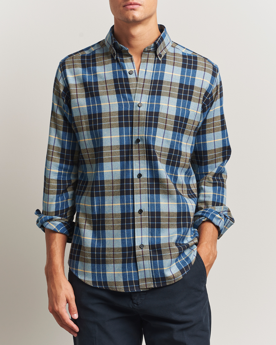 Heren | Overhemden | Eton | Casual Fit Checked Flannel Shirt Blue Multi