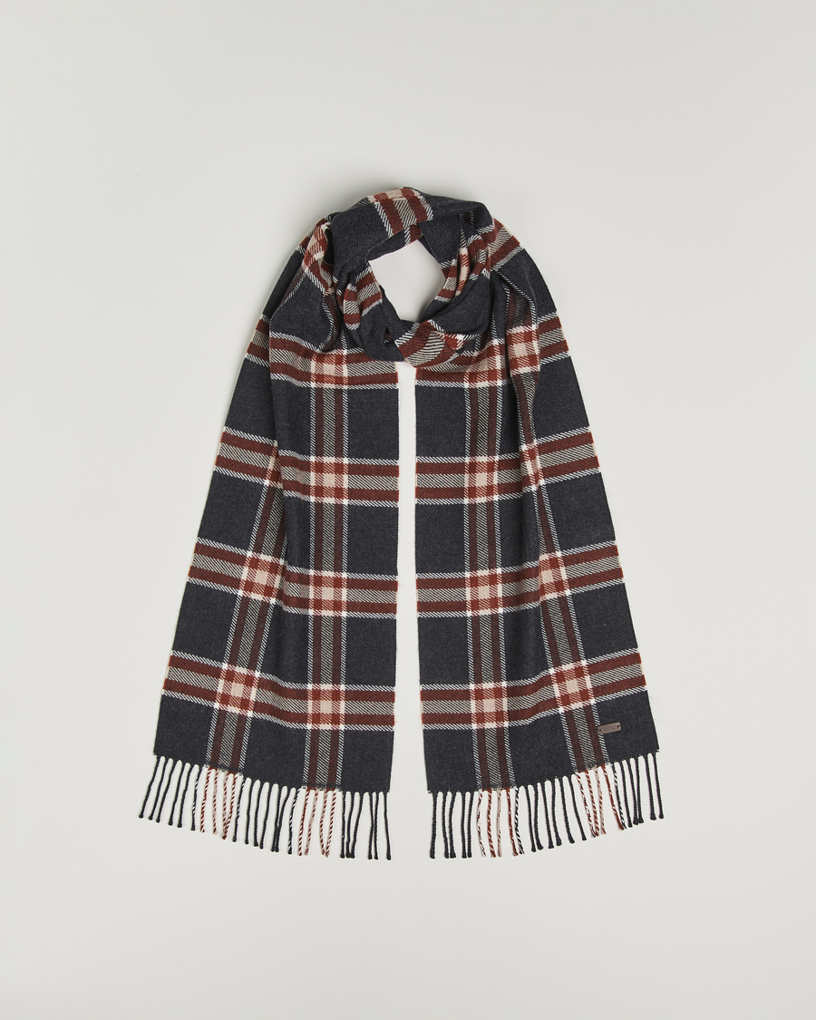 Heren | Sjaals | Eton | Merino Wool Checked Scarf Dark Grey