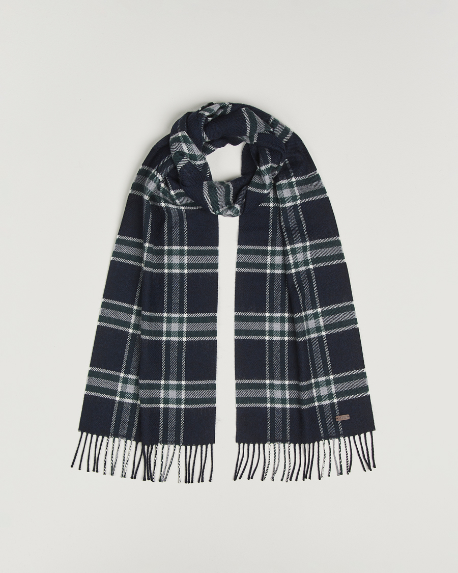 Heren | Sjaals | Eton | Merino Wool Checked Scarf Navy