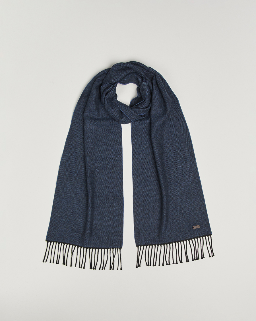 Heren | Sjaals | Eton | Merino Wool Herringbone Scarf Dark Blue