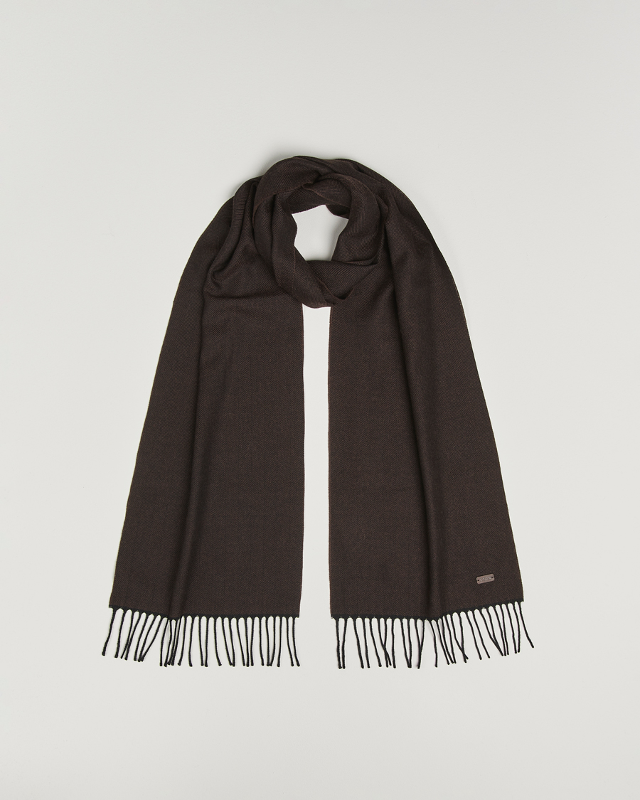Heren | Sjaals | Eton | Merino Wool Herringbone Scarf Dark Brown