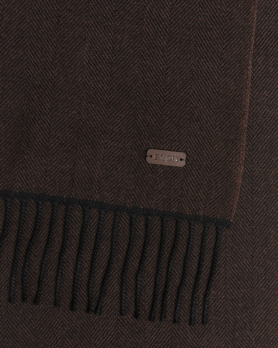 Heren | Sjaals | Eton | Merino Wool Herringbone Scarf Dark Brown
