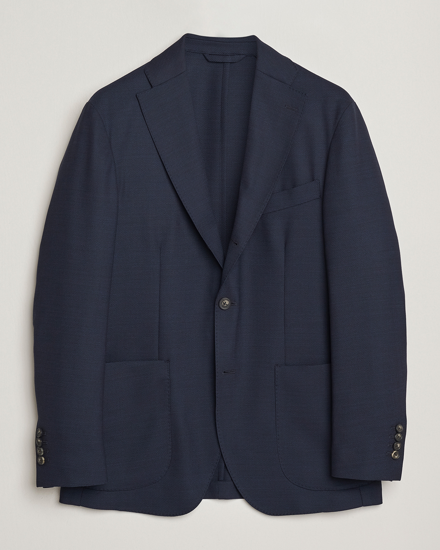 Heren | Blazers | Eton | Wool Lana Tech Soft Blazer Navy Blue