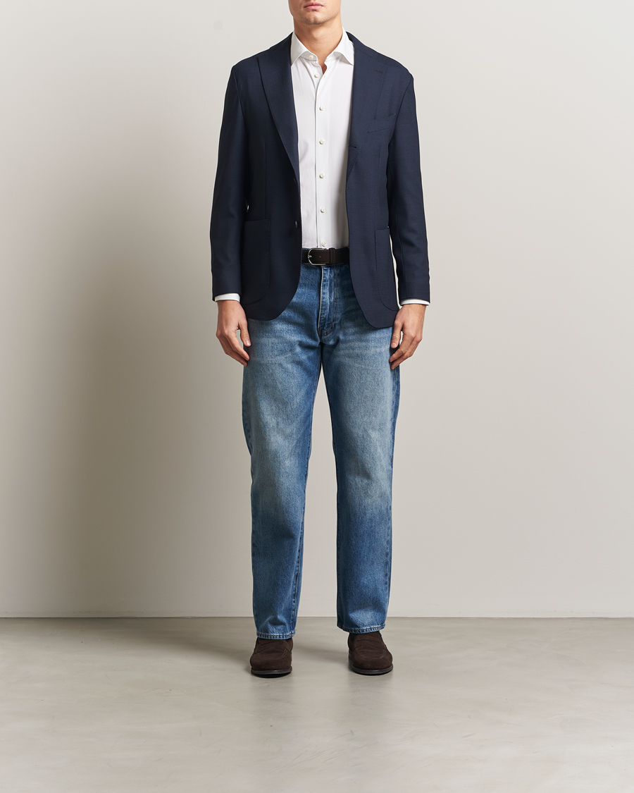 Heren | Blazers | Eton | Wool Lana Tech Soft Blazer Navy Blue