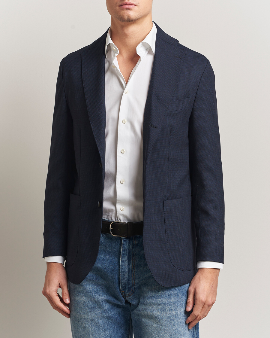 Heren | Blazers | Eton | Wool Lana Tech Soft Blazer Navy Blue
