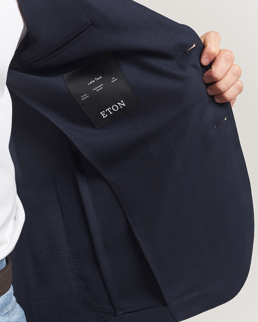 Heren | Blazers | Eton | Wool Lana Tech Soft Blazer Navy Blue
