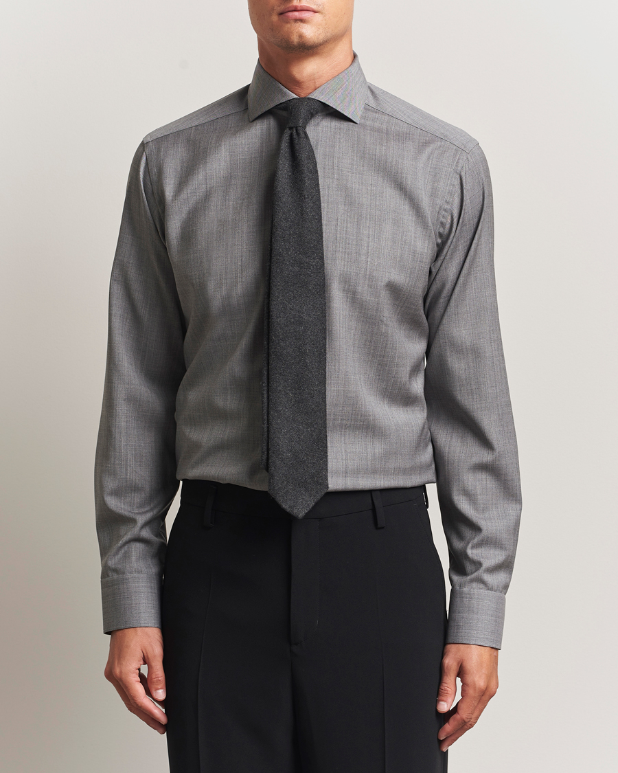 Heren | Overhemden | Eton | Slim Fit Merino Shirt Dark Grey