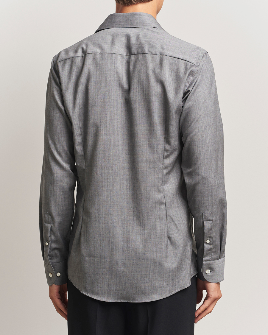 Heren | Overhemden | Eton | Slim Fit Merino Shirt Dark Grey