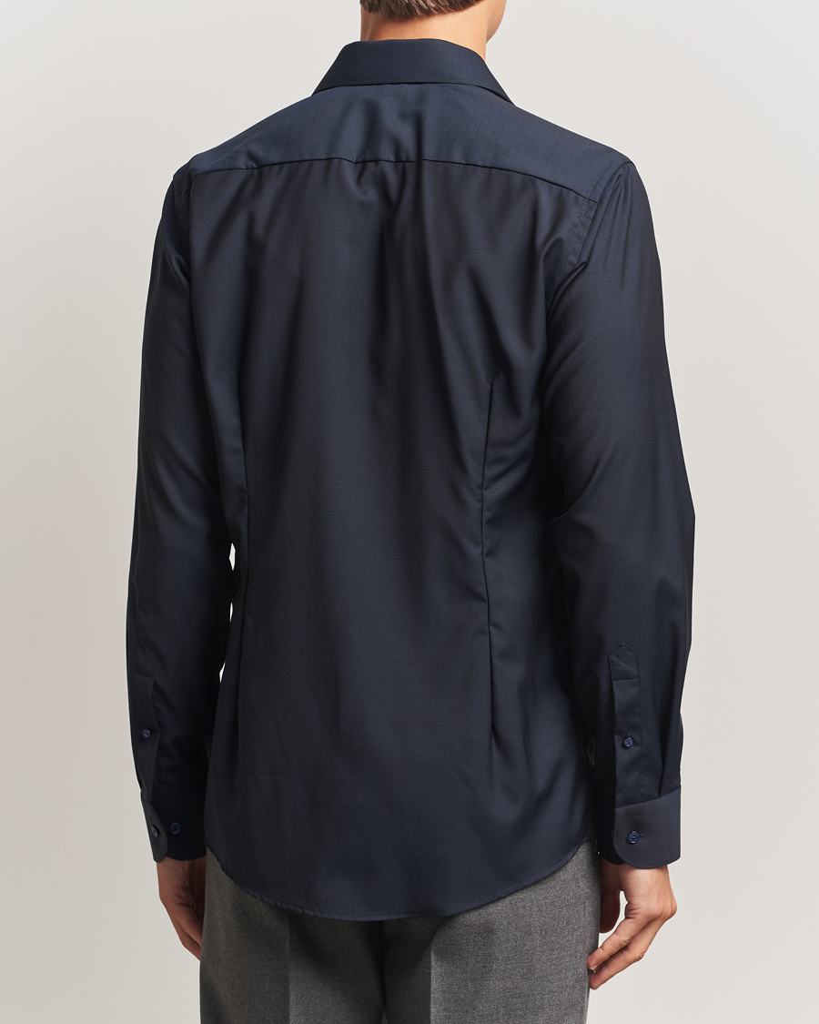 Heren | Overhemden | Eton | Slim Fit Merino Shirt Navy