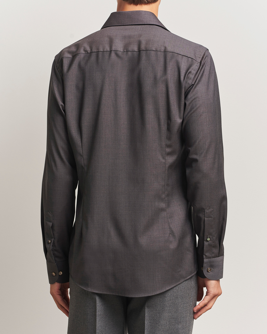 Heren | Overhemden | Eton | Slim Fit Merino Shirt Dark Brown