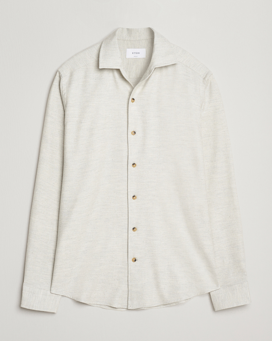 Heren | Overhemden | Eton | Casual Fit One Piece Collar Flannel Shirt Light Grey