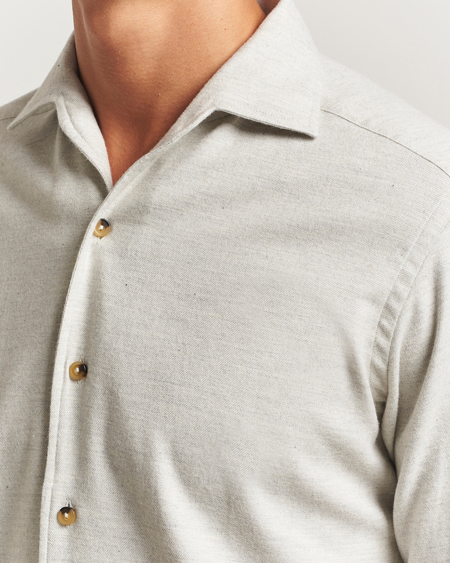 Heren | Overhemden | Eton | Casual Fit One Piece Collar Flannel Shirt Light Grey