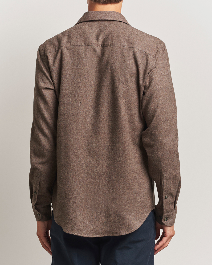 Heren | Overhemden | Eton | Casual Fit One Piece Collar Flannel Shirt Brown