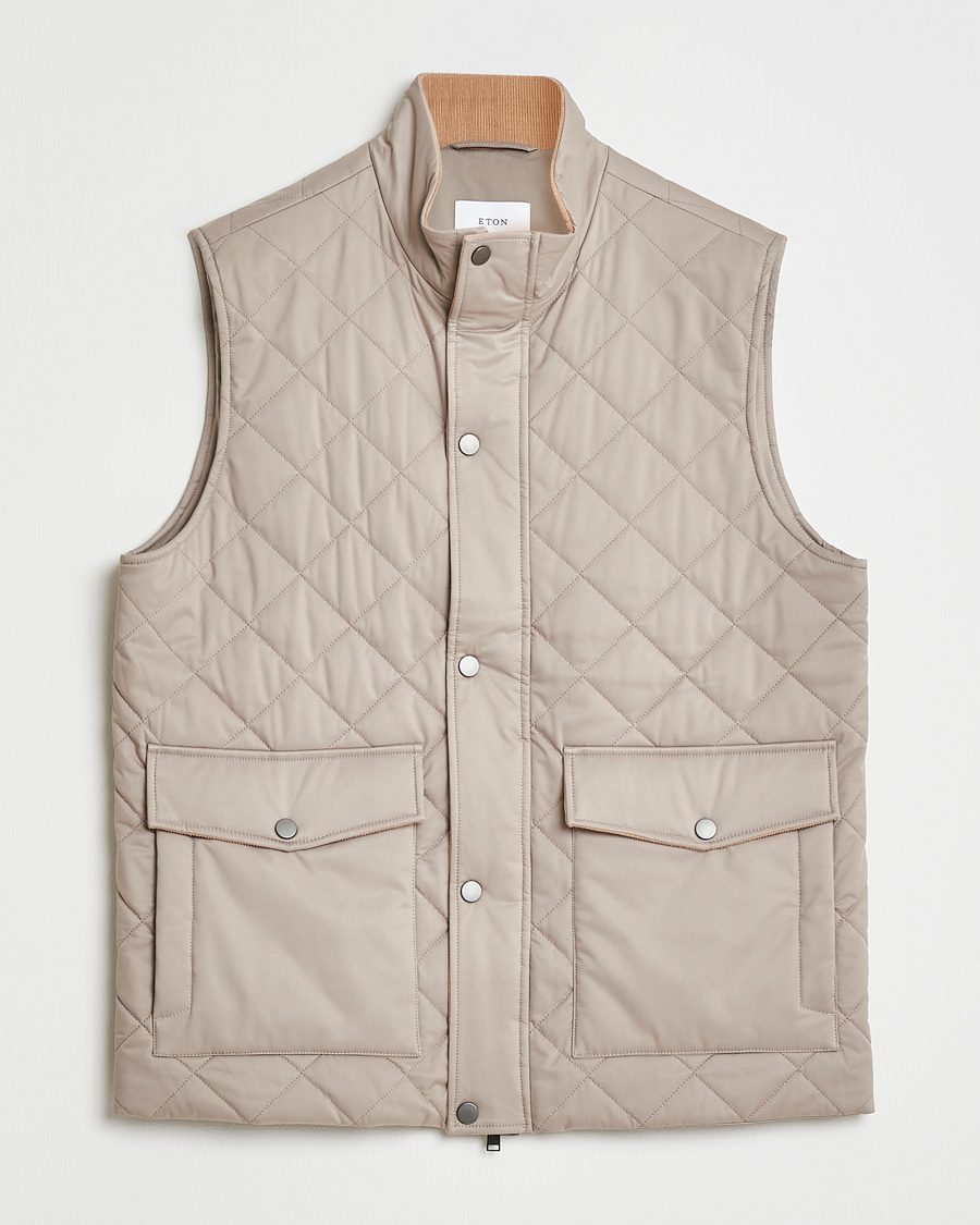 Heren | Gilets | Eton | Quilted Shell Vest Beige