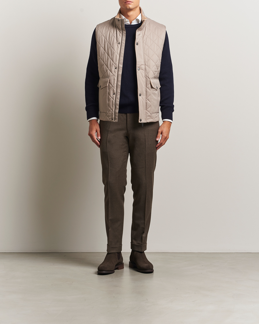 Heren | Gilets | Eton | Quilted Shell Vest Beige