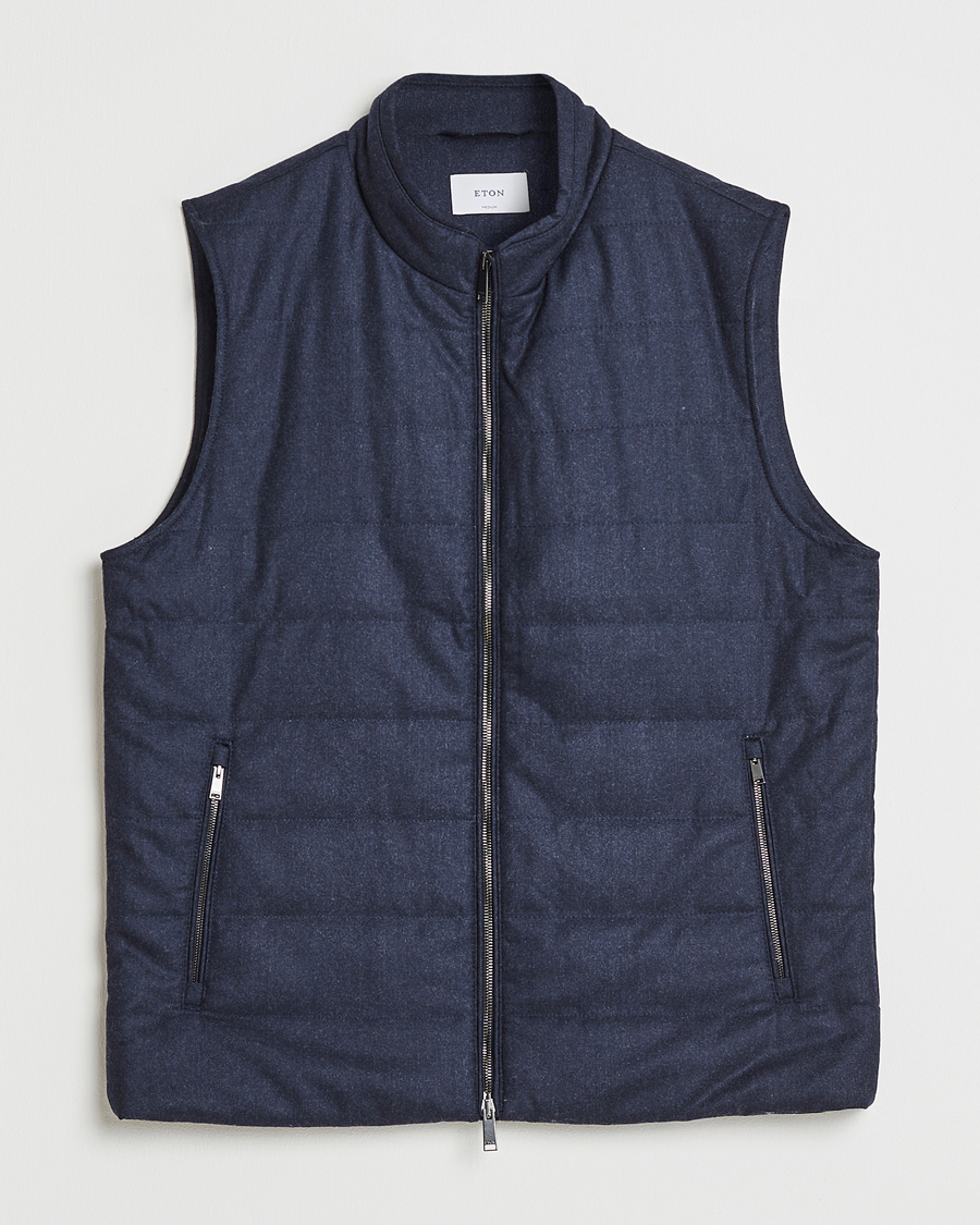 Heren | Gilets | Eton | Wool Padded Vest Navy
