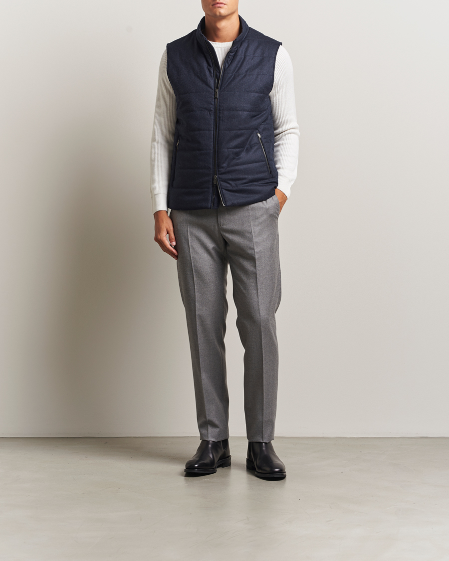 Heren | Gilets | Eton | Wool Padded Vest Navy