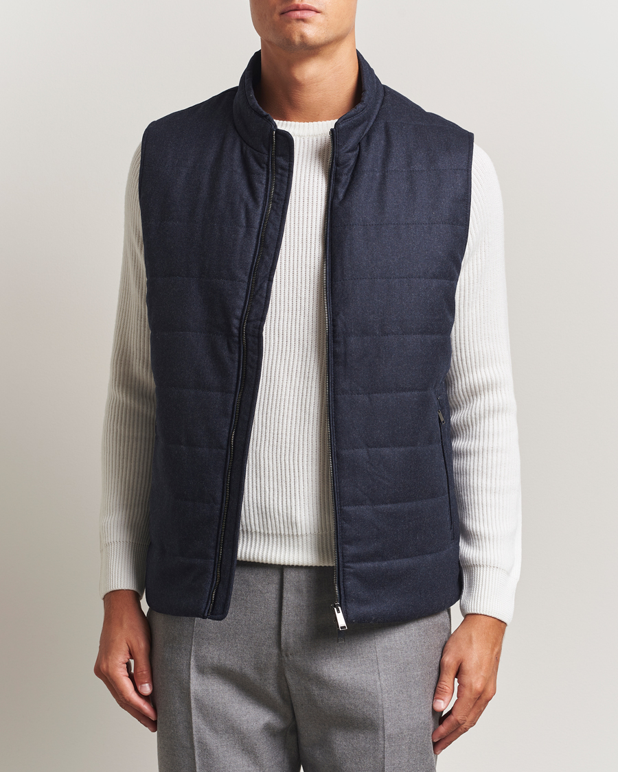 Heren | Gilets | Eton | Wool Padded Vest Navy