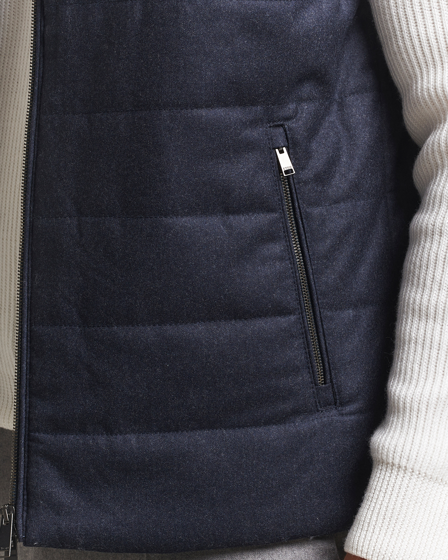 Heren | Gilets | Eton | Wool Padded Vest Navy