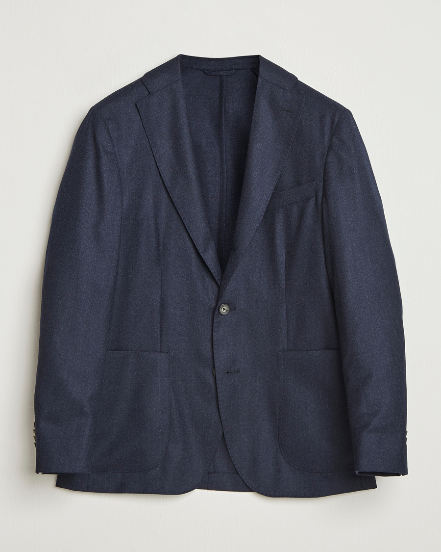 Heren | Blazers | Eton | Wool Flannel Patch Pocket Blazer Navy
