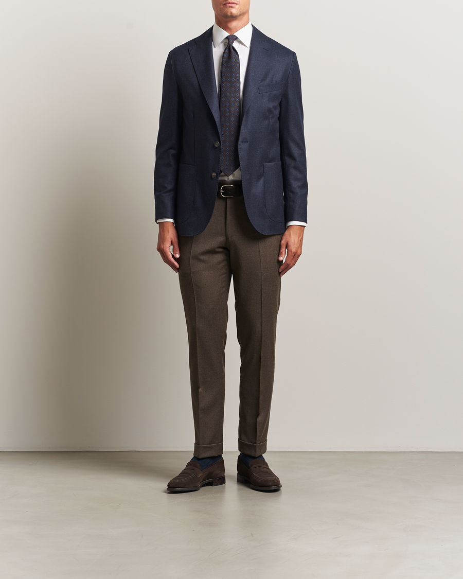 Heren | Blazers | Eton | Wool Flannel Patch Pocket Blazer Navy