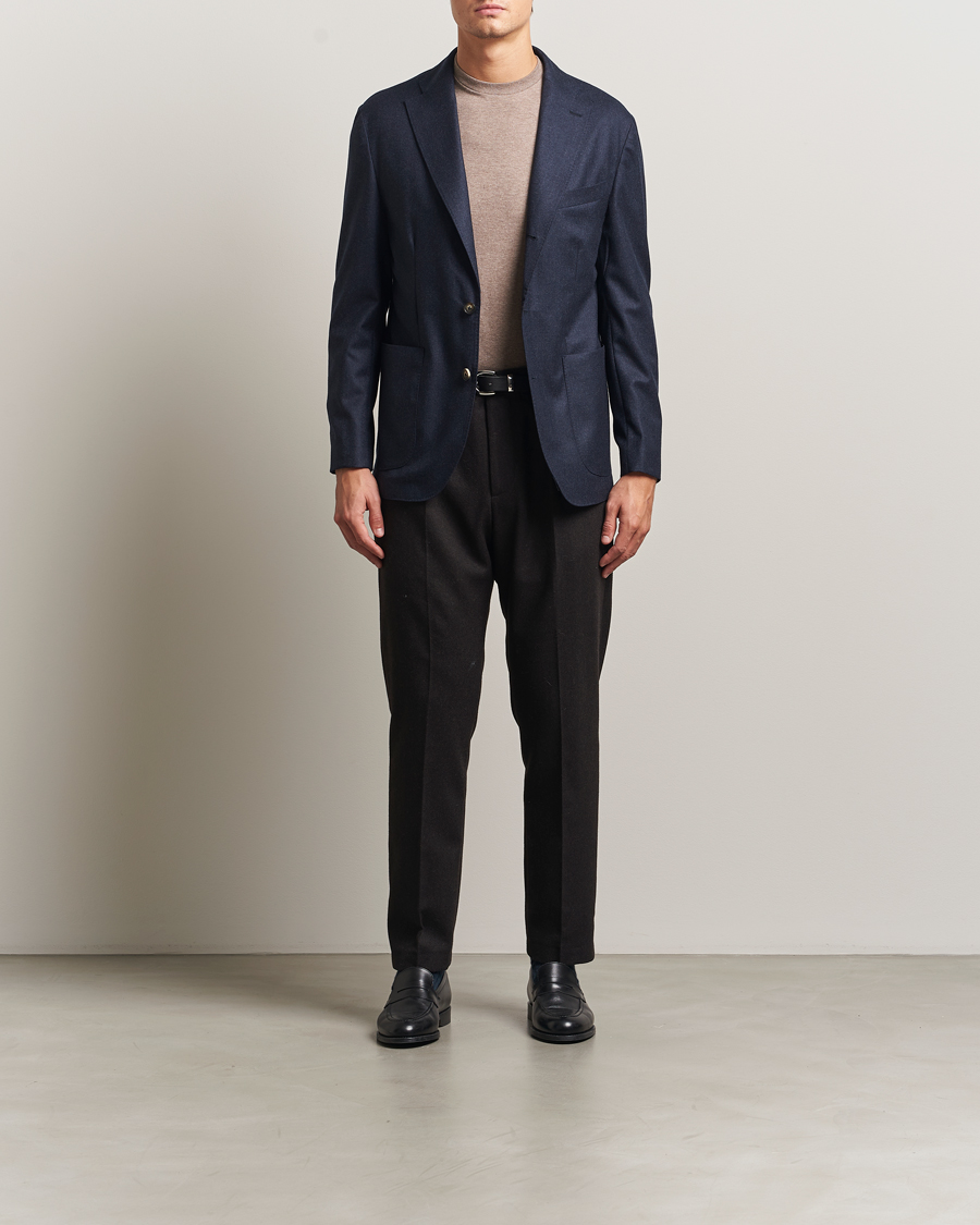 Heren | Blazers | Eton | Wool Flannel Patch Pocket Blazer Navy
