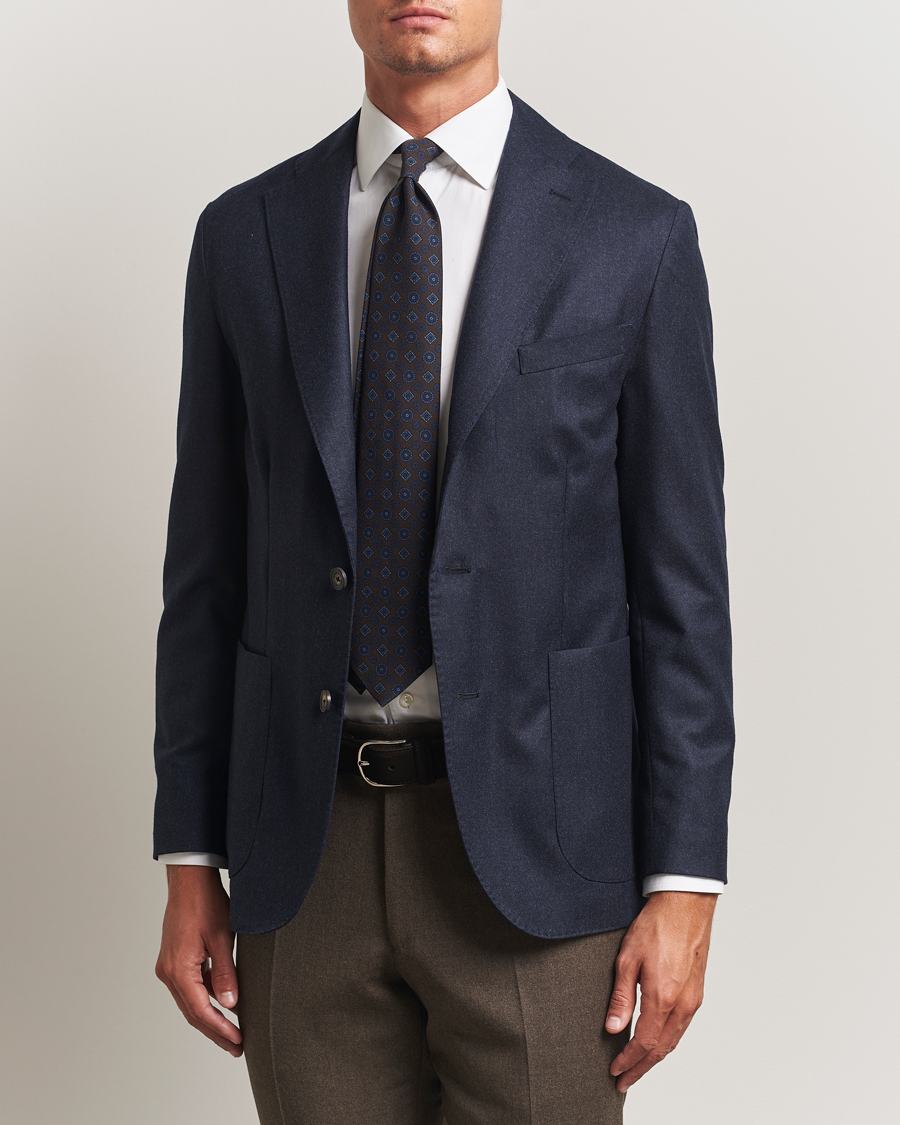 Heren | Blazers | Eton | Wool Flannel Patch Pocket Blazer Navy