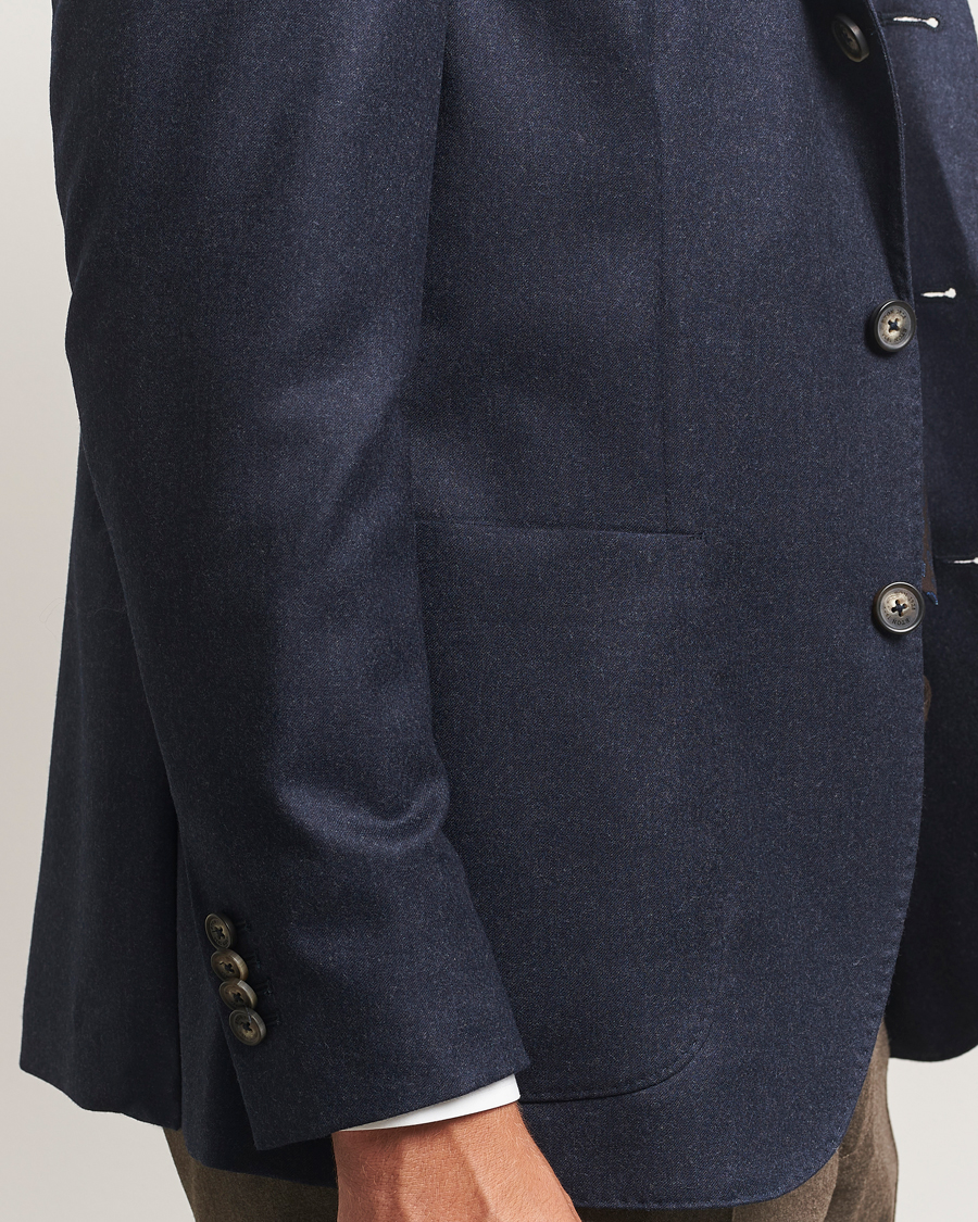 Heren | Blazers | Eton | Wool Flannel Patch Pocket Blazer Navy