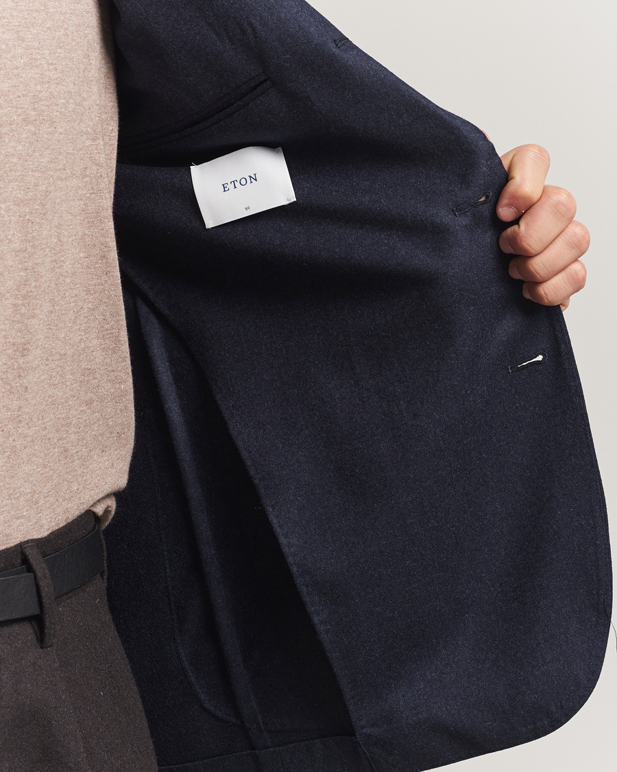 Heren | Blazers | Eton | Wool Flannel Patch Pocket Blazer Navy