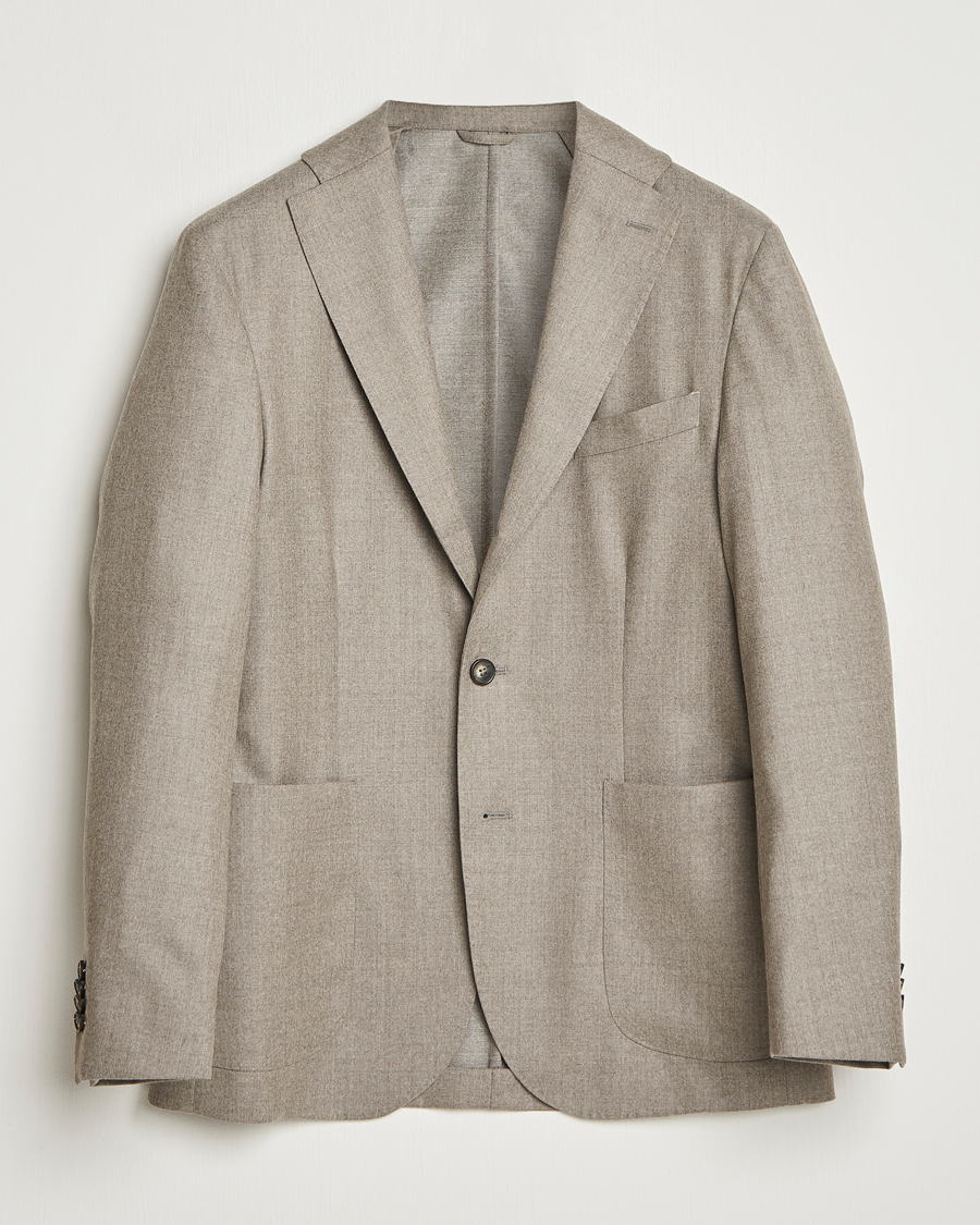 Heren | Blazers | Eton | Wool Flannel Patch Pocket Blazer Beige
