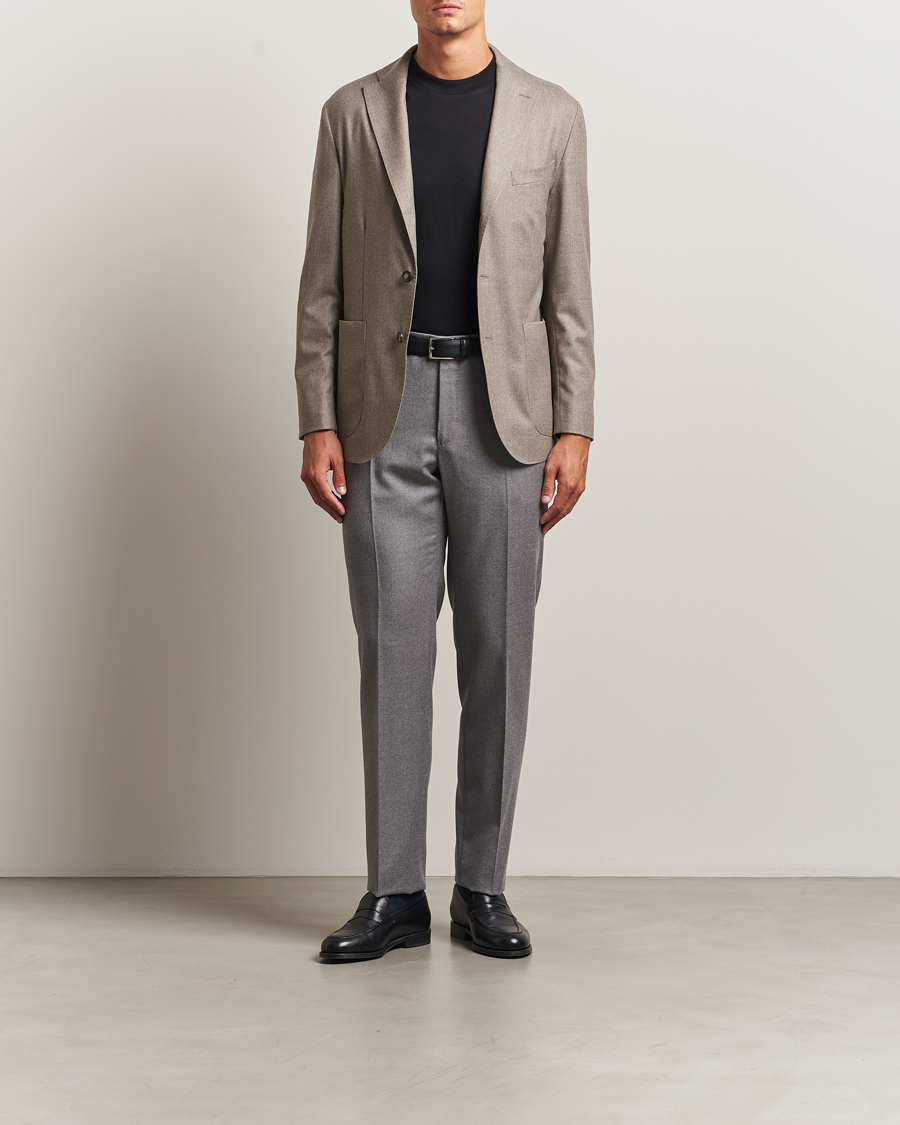 Heren | Blazers | Eton | Wool Flannel Patch Pocket Blazer Beige