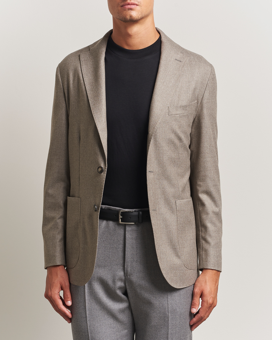 Heren | Blazers | Eton | Wool Flannel Patch Pocket Blazer Beige